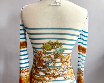 Jean Paul Gaultier Soleil Sheer Mesh Striped Top Gaultier Jean Paul Gaultier Soleil Sheer Mesh Striped Top Gaultier