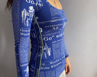 John Galliano Gazette Top Newspaper Print T-shirt Vintage John