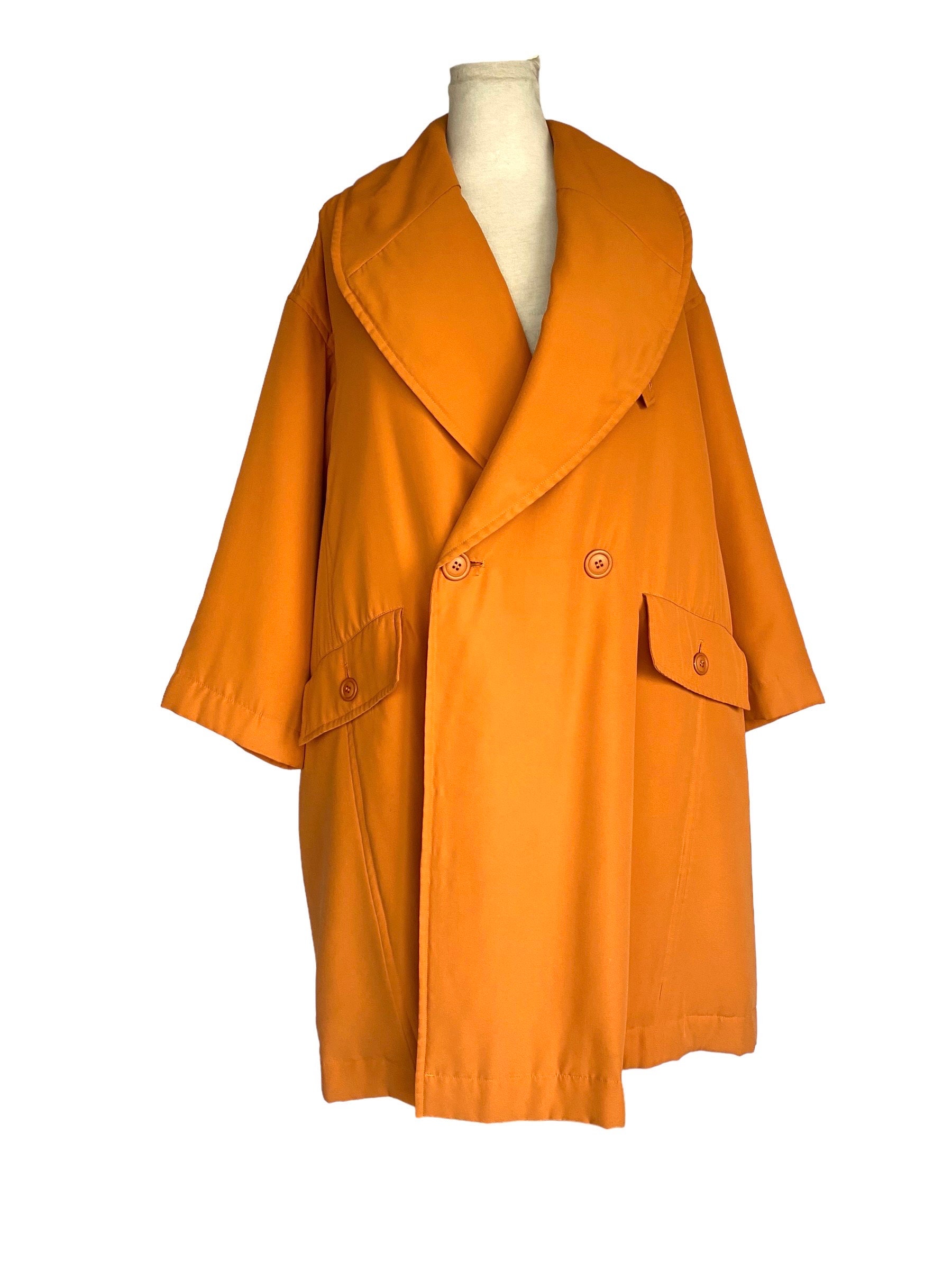 Vintage Issey Miyake Windcoat: 80s Orange Padded Raincoat - Etsy