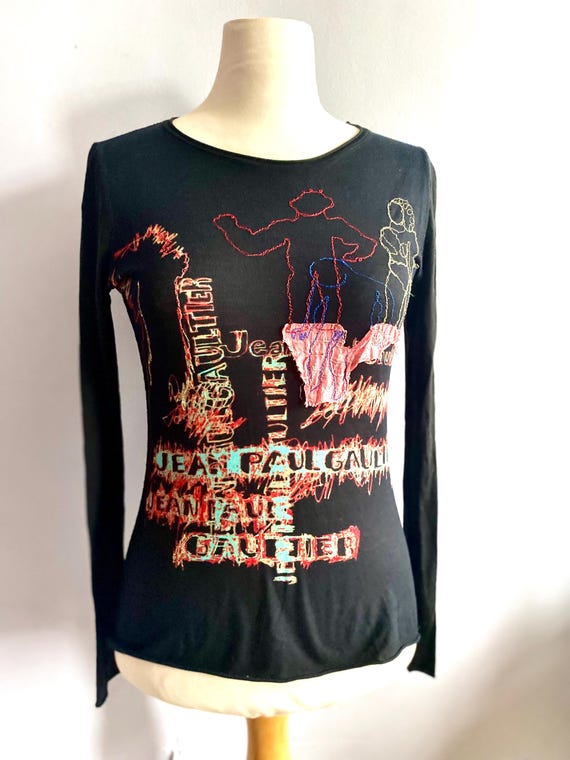 Vintage Jean Paul Gaultier Maille Embroidered Mesh Knit Top