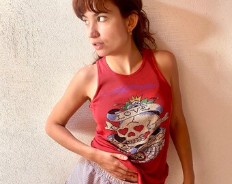 クリスチャンオードジェー 初期 スカル ラインストーン タンクトップ ヴィンテージ エド・ハーディー ラインストーン スカル タンクトップ