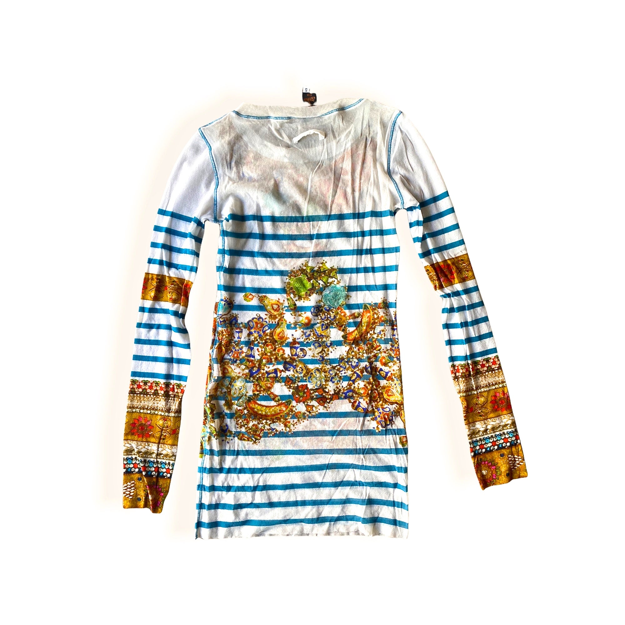Jean Paul Gaultier Soleil Sheer Mesh Striped Top Gaultier Jean Paul Gaultier Soleil Sheer Mesh Striped Top Gaultier