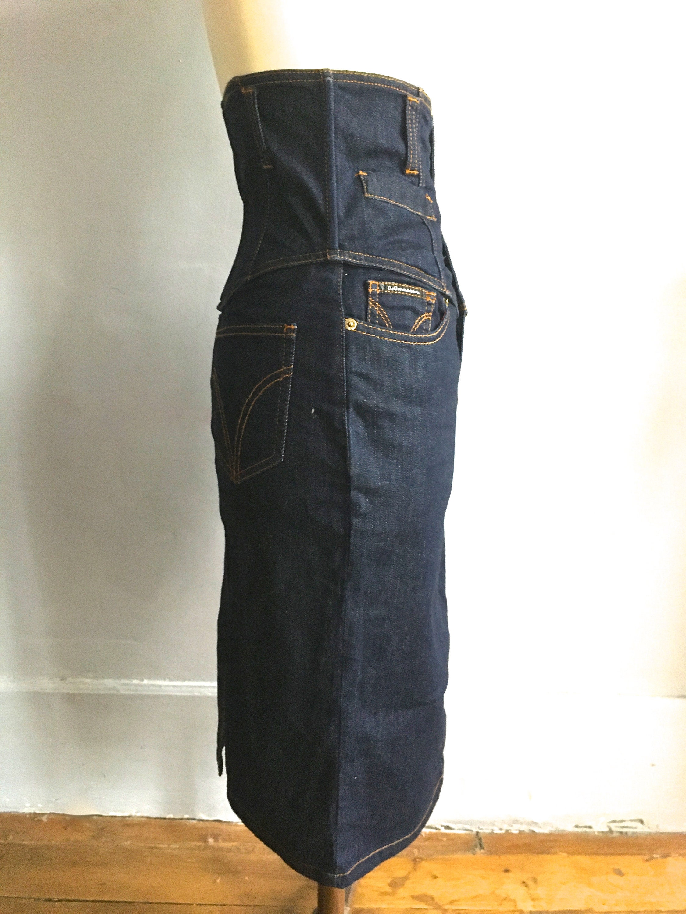 25SS Dolce&Gabbana DENIM ハイウエスト ロゴ ペンシル スカート ドルチェ＆ガッバーナ ハイウエスト デニム ペンシルスカート 90