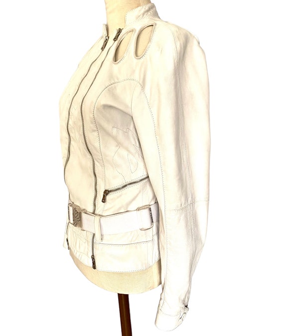 Gianfranco Ferre leather jacket cut-out sleeves c… - image 8