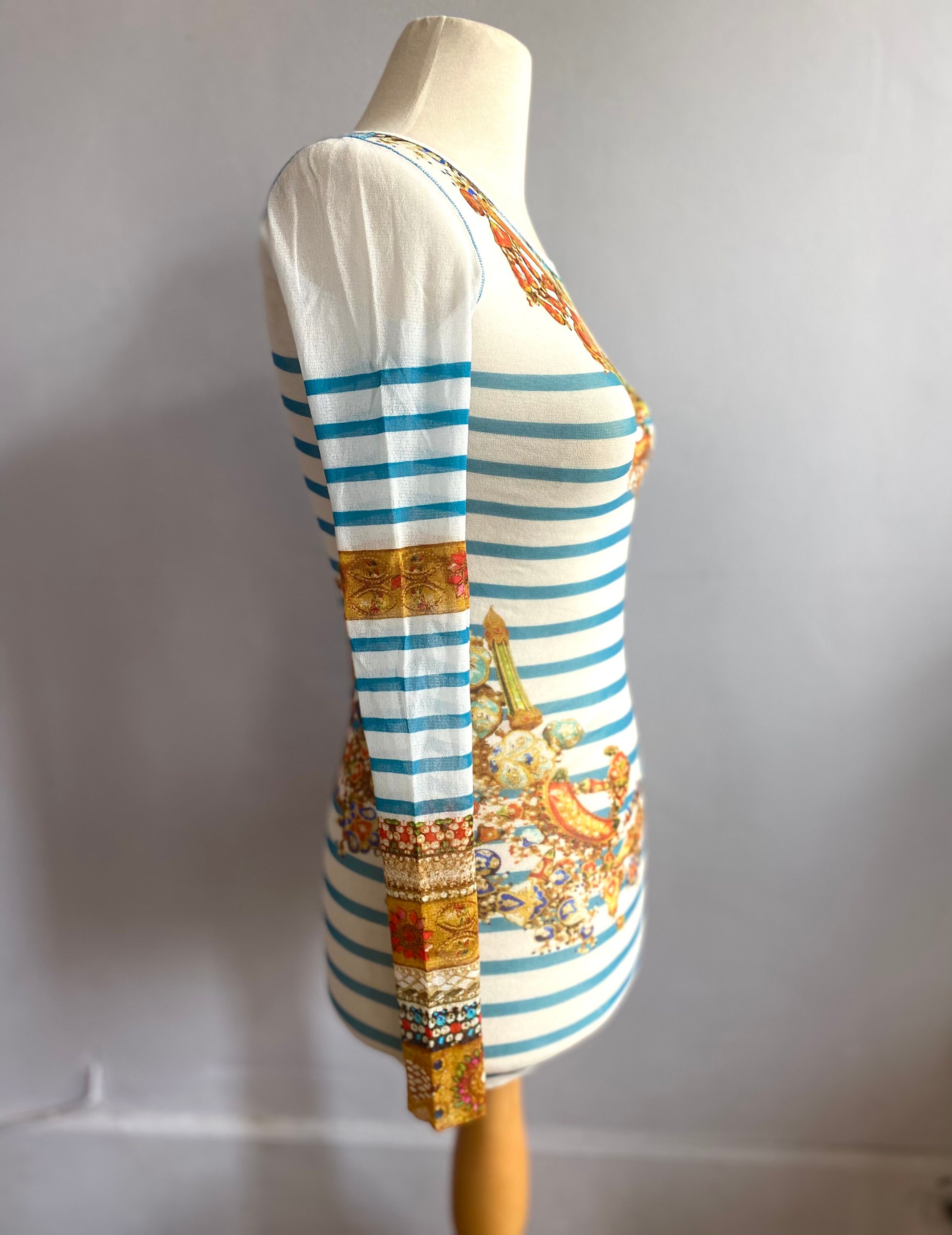 Jean Paul Gaultier Soleil Mesh Top, Trompe L'oeil Baroque Print - Etsy