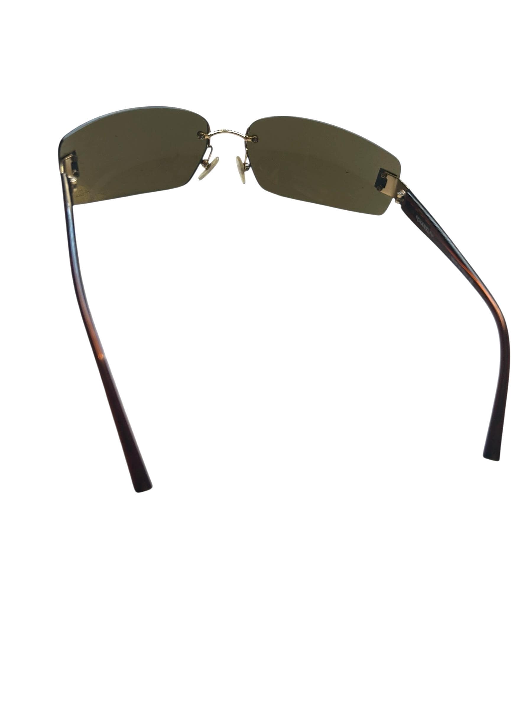 Vintage Chanel 4018 Brown Rimless Glasses Ombre Lens Early 2000s