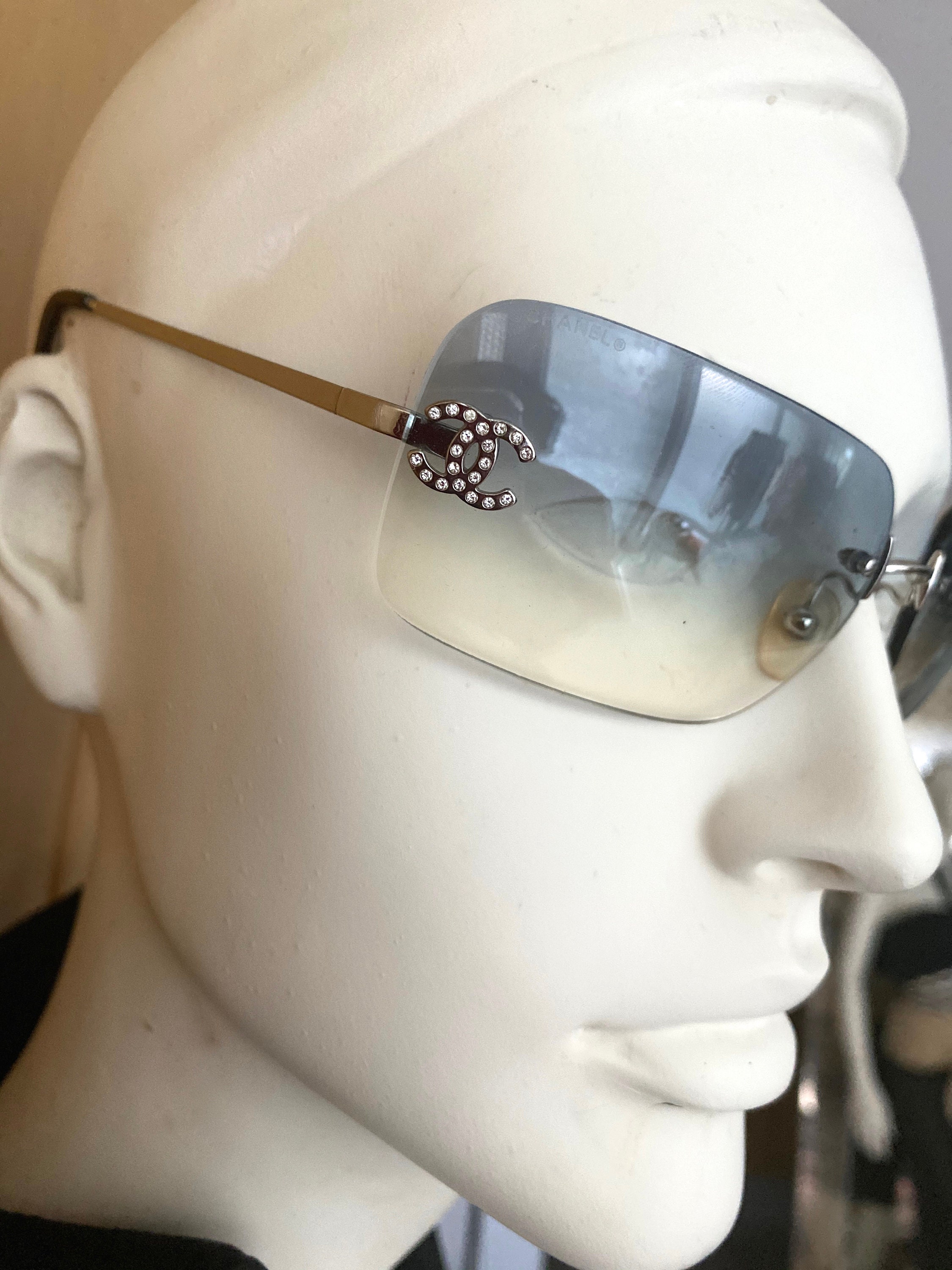 Chanel Rimless Sunglasses Rhinestone 