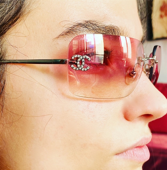 小物 CHANEL Rimless y2k Jeweled Sunglasses Vintage Chanel Sunglasses Y2K Chanel Rimless Rose Sunglasses CC
