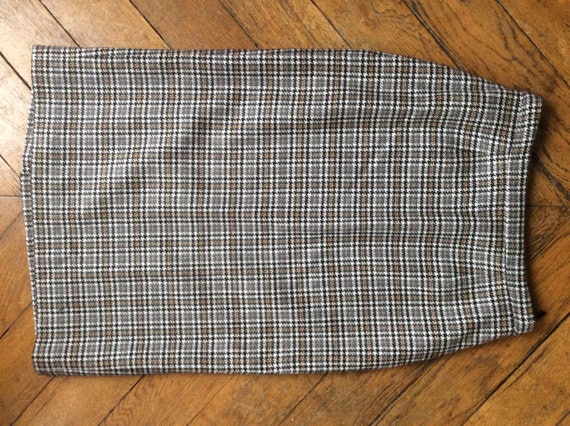 70s wool midi skirt tweed pencil skirt plaid chec… - image 3