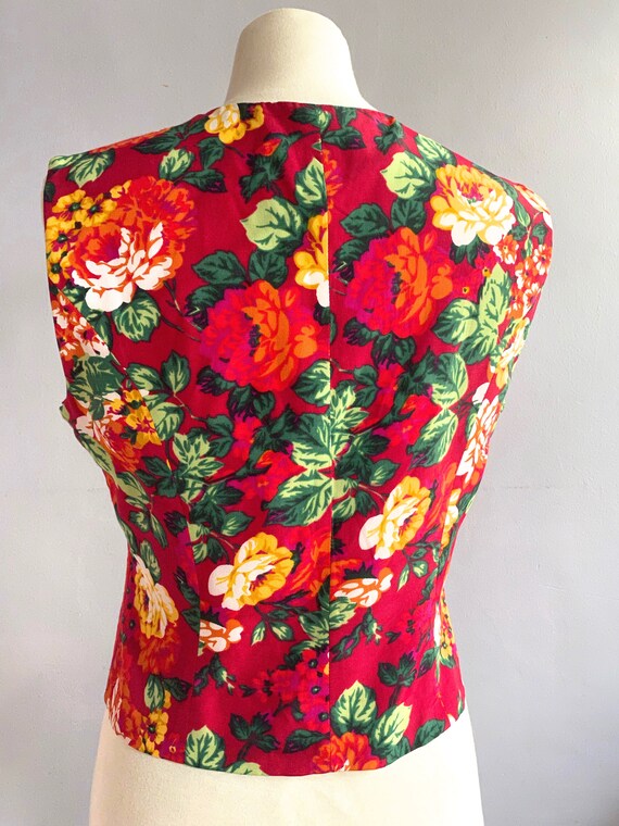 Jungle Kenzo floral silk vest flower print waistc… - image 3