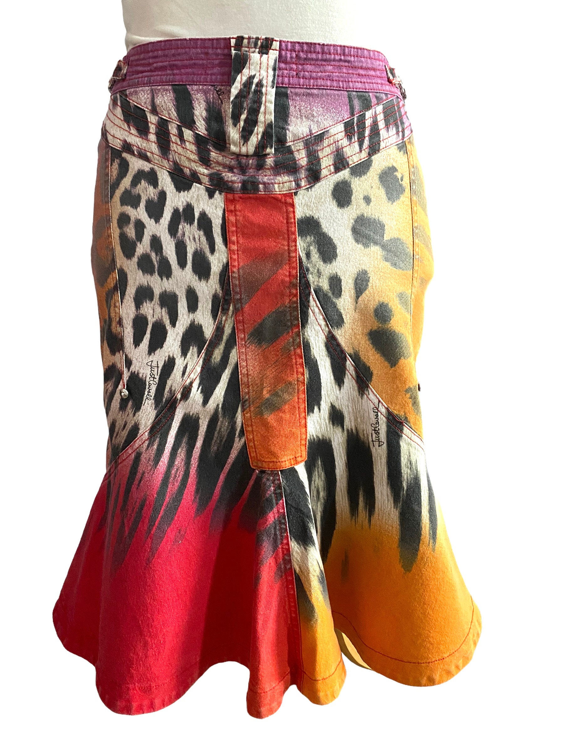 Roberto Cavalli Leopard Print Trumpet Rainbow Skirt 2000s - Etsy