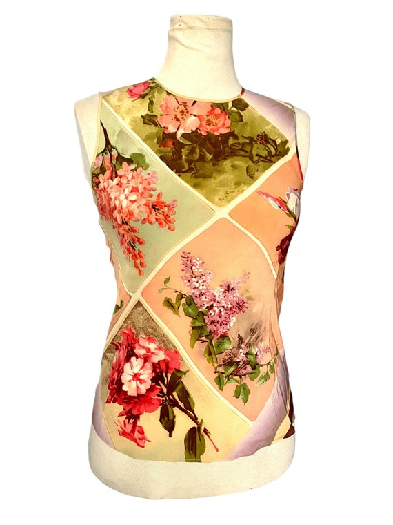 Jean Paul Gaultier Vintage Postcard Print Silk Top Gaultier