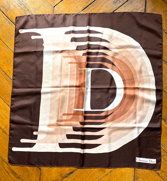Christian Dior silk scarf Dior large D logo silk c