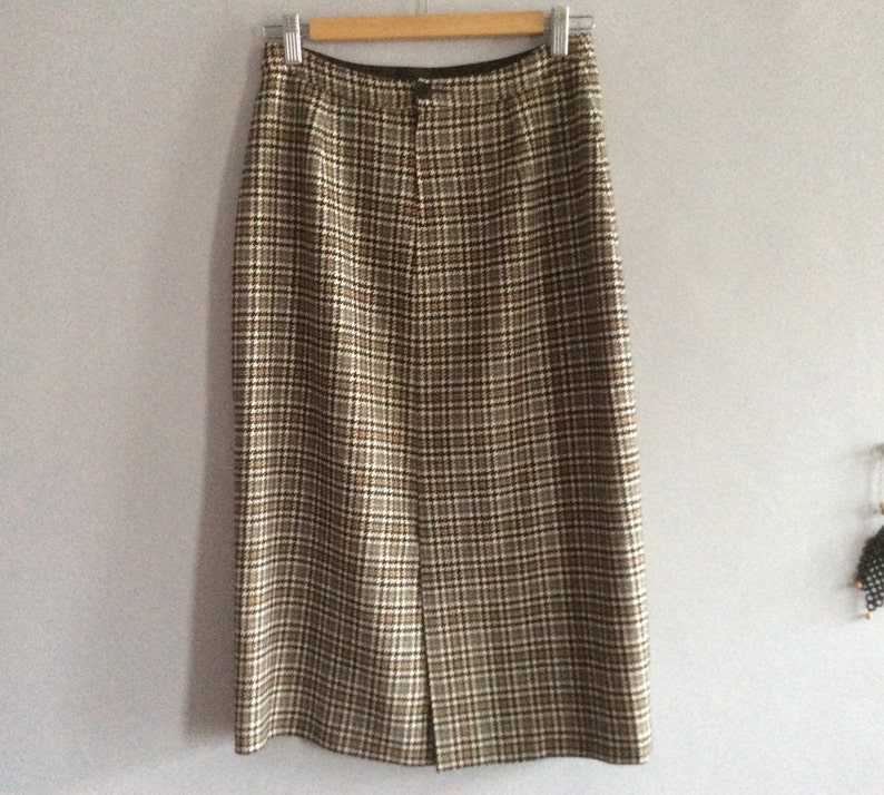 70s Wool Midi Skirt Tweed Pencil Skirt Plaid Checked Skirt 70s - Etsy