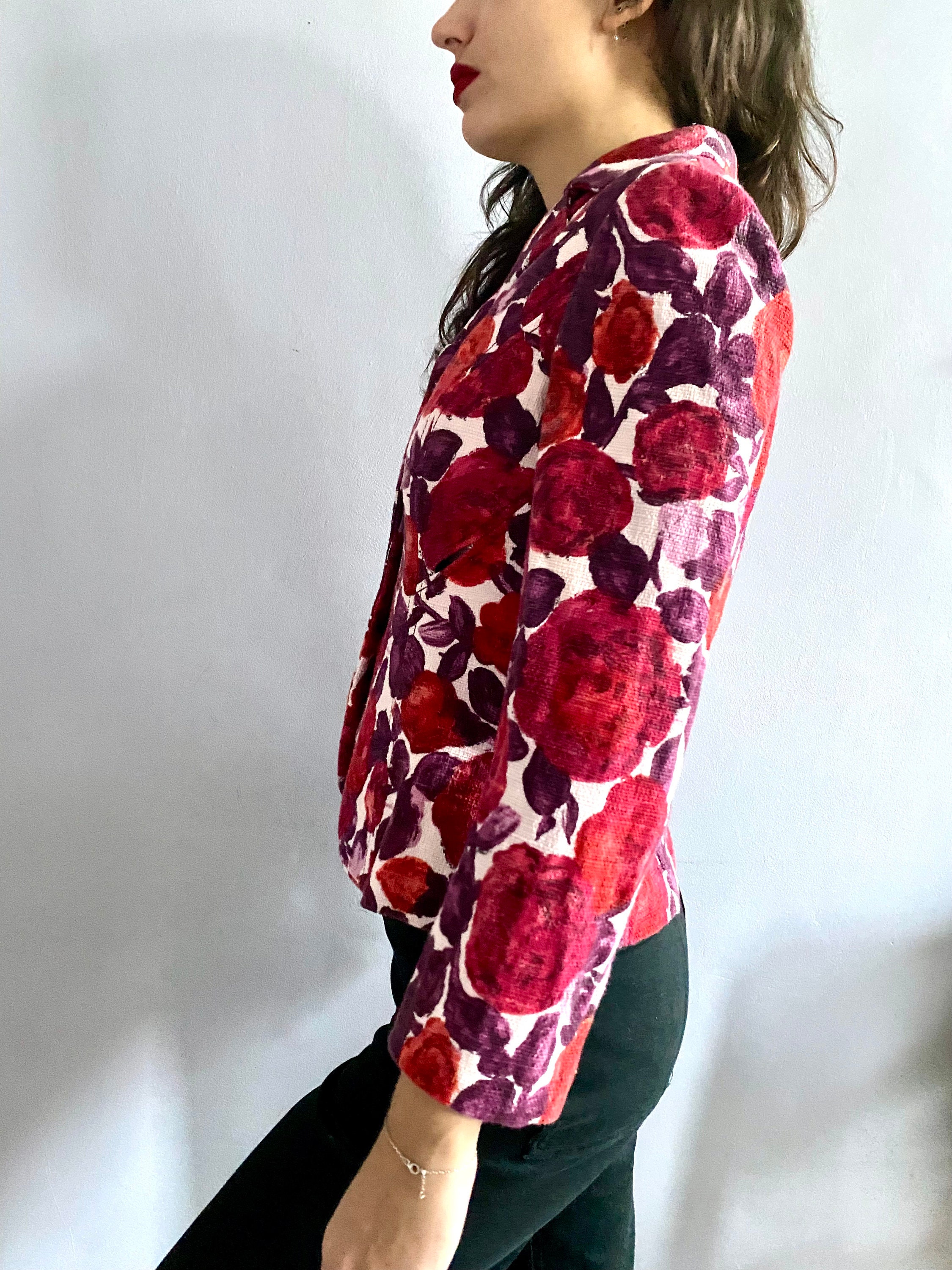 DOLCE & GABBANA★素敵！Painted Floral Cropped Jacket Dolce and Gabbana Floral Print Jacket 90s Dolce Gabbana