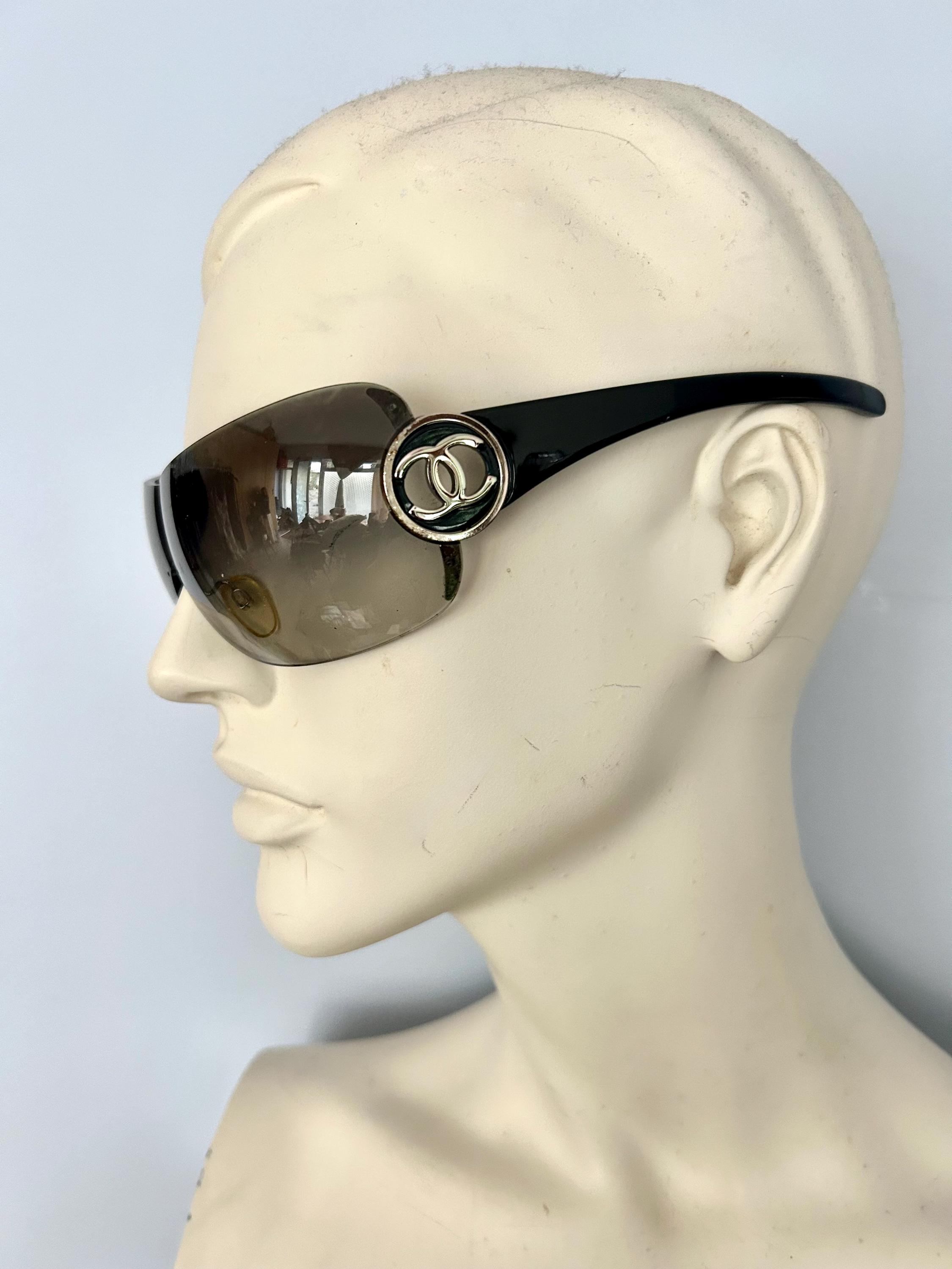 CHANEL サングラス 4145 シャネル Vintage Chanel Mask Sunglasses 4145 Double C Logo Grey Ombré