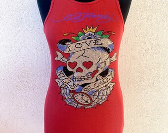 Vintage Ed Hardy Rhinestone Skull Tank Top - Christian Audigier - Etsy