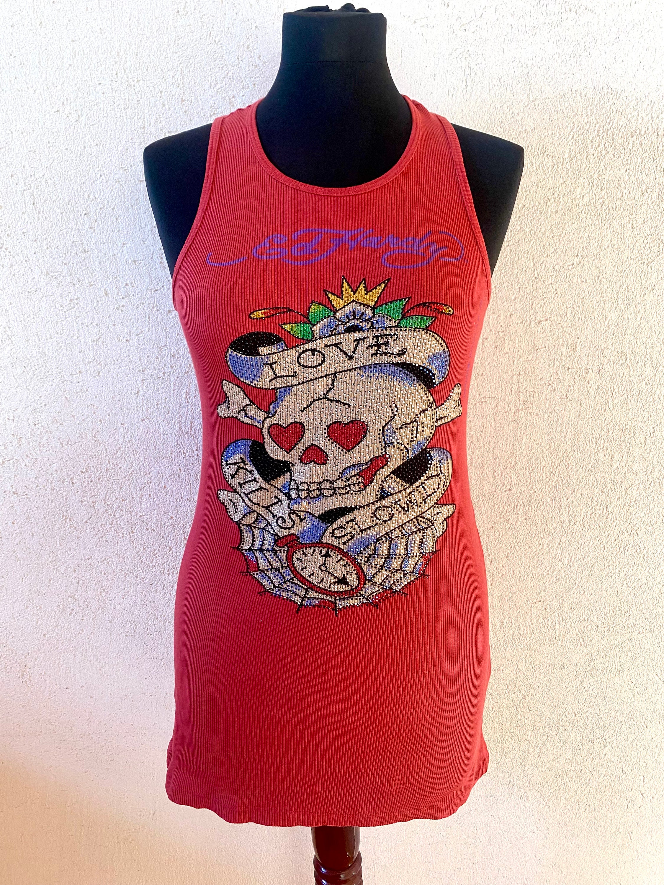 y2k❤️ 00s Ed Hardy スカル 両面ロゴ リブ タンクトップ y2k❤️ 00s Ed Hardy スカル 両面ロゴ リブ タンクトップ y2k❤️ 00s