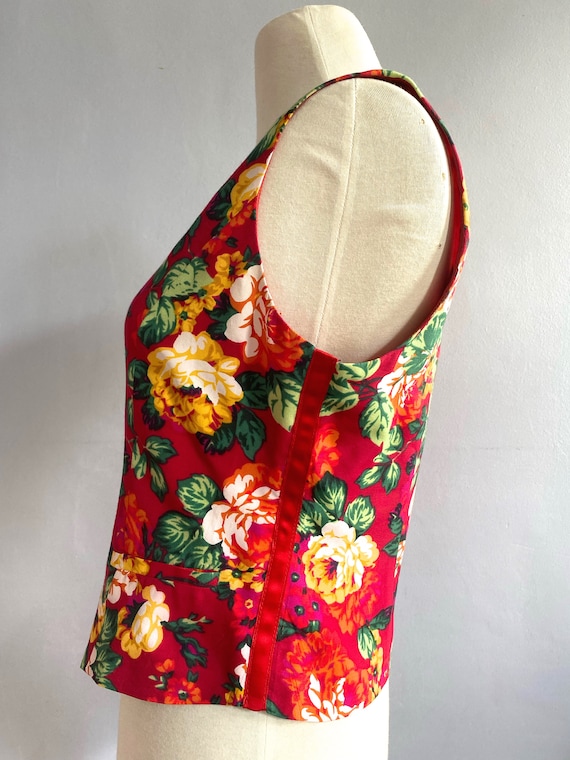Jungle Kenzo floral silk vest flower print waistc… - image 4