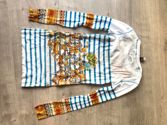 Jean Paul Gaultier Soleil Sheer Mesh Striped Top Gaultier Jean Paul Gaultier Soleil Sheer Mesh Striped Top Gaultier