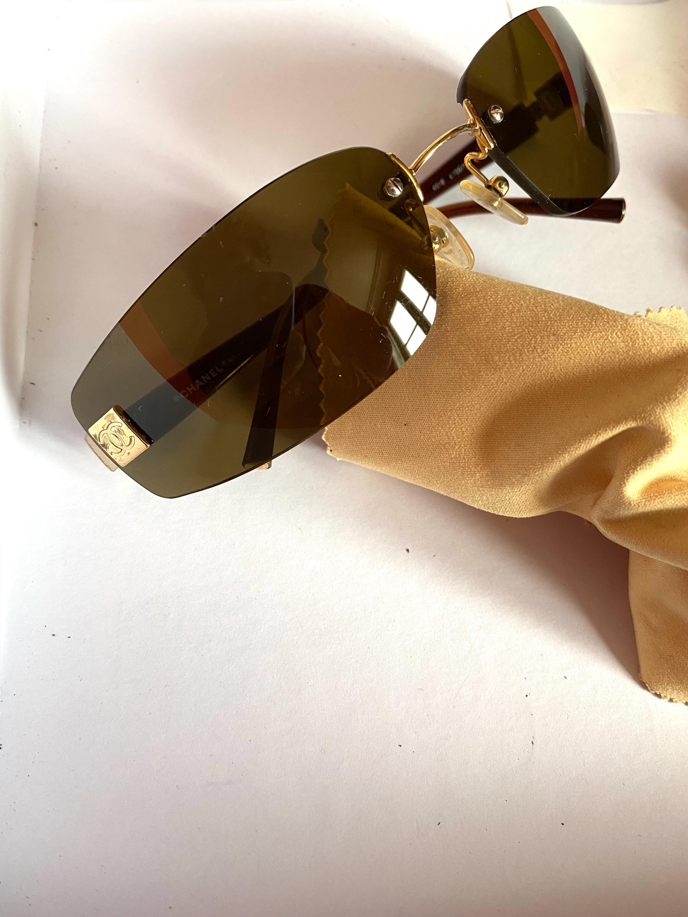 Vintage Chanel 4018 Brown Rimless Glasses Ombre Lens Early 2000s