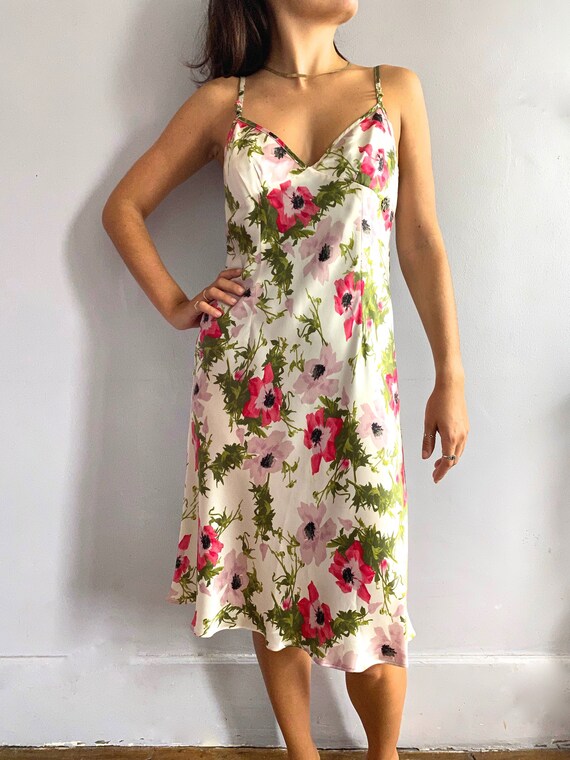 John Galliano Floral Silk Slip Dress 