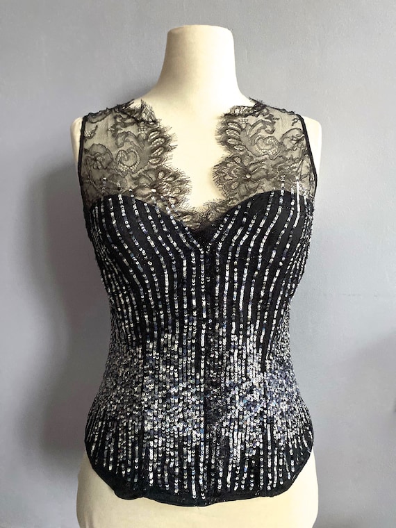 La Perla Bustier La Perla Sequin and Lace Boned Corset Boning La