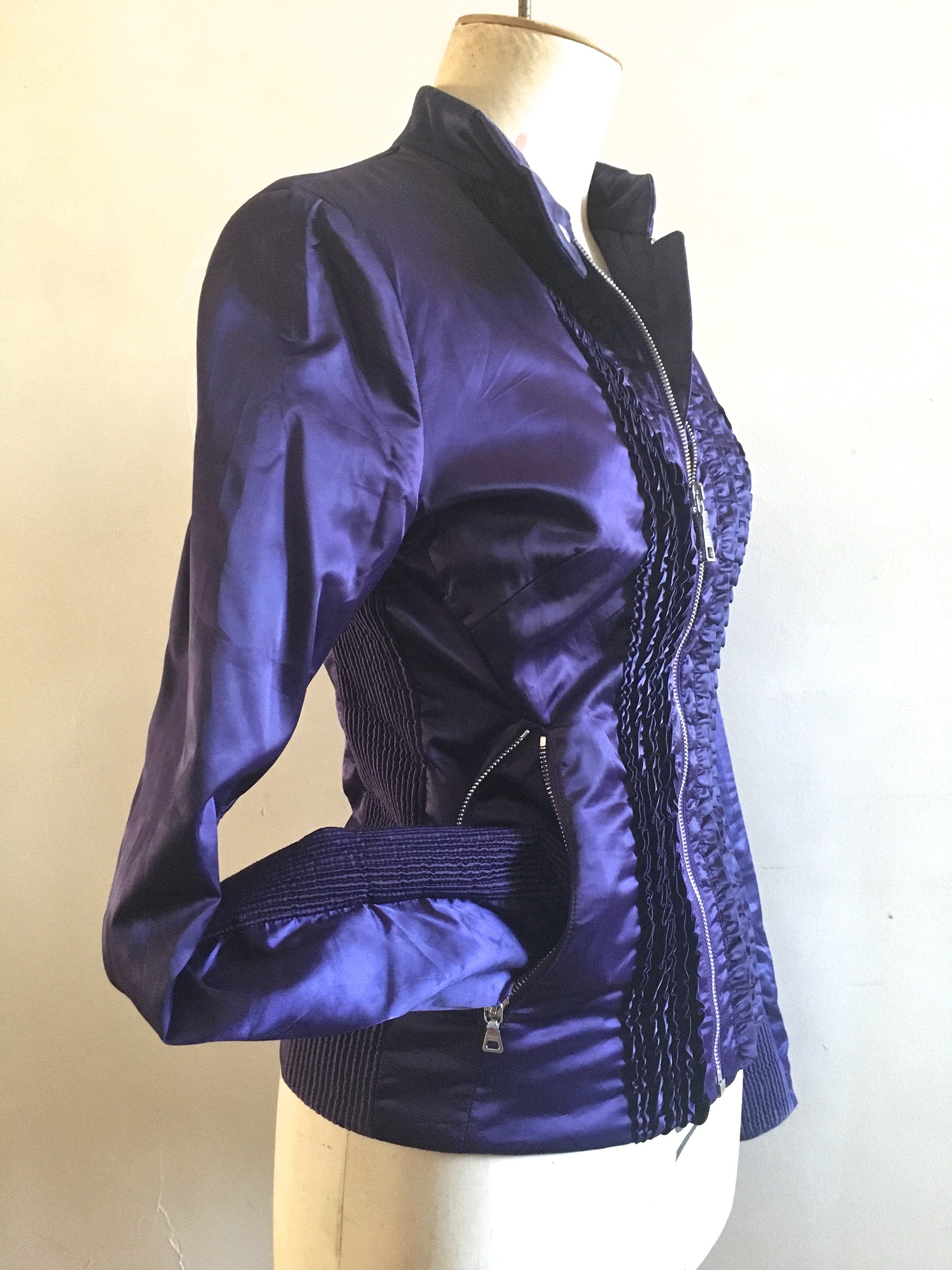 Prada Satin Moto Jacket Prada Fitted 