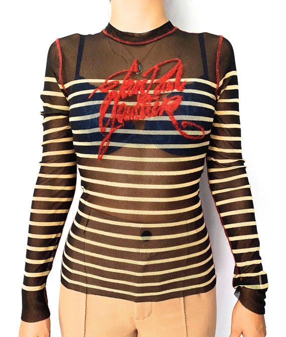 Jean Paul Gaultier Maille haut transparent imprimé écossais | Etsy Canada