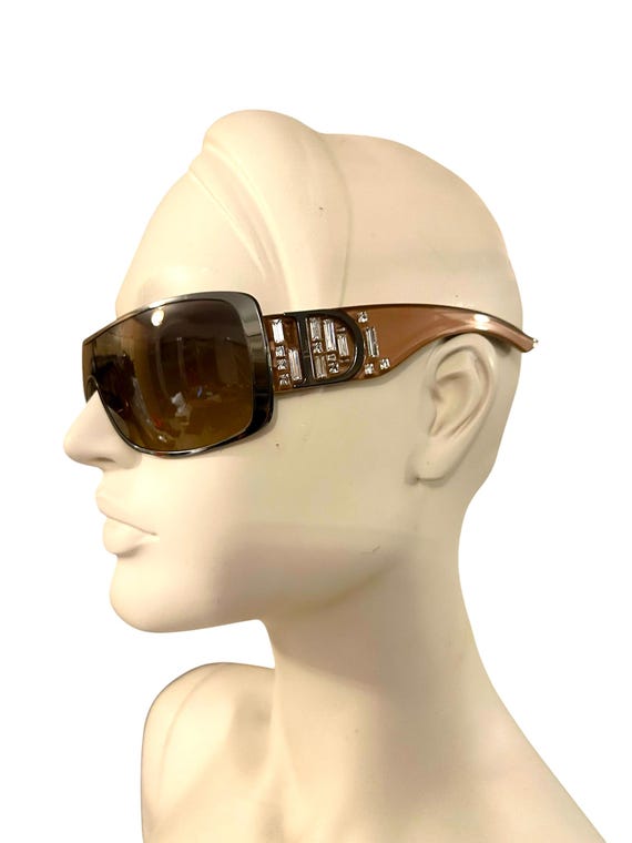 Vintage Dior Rhinestone Shield Sunglasses: John Galliano Y2K
