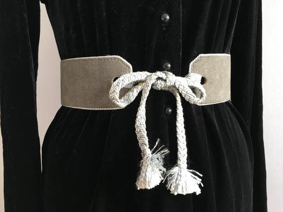 Vintage La Bagagerie Suede Belt, 70s Tie Front, Made in  display picture 3