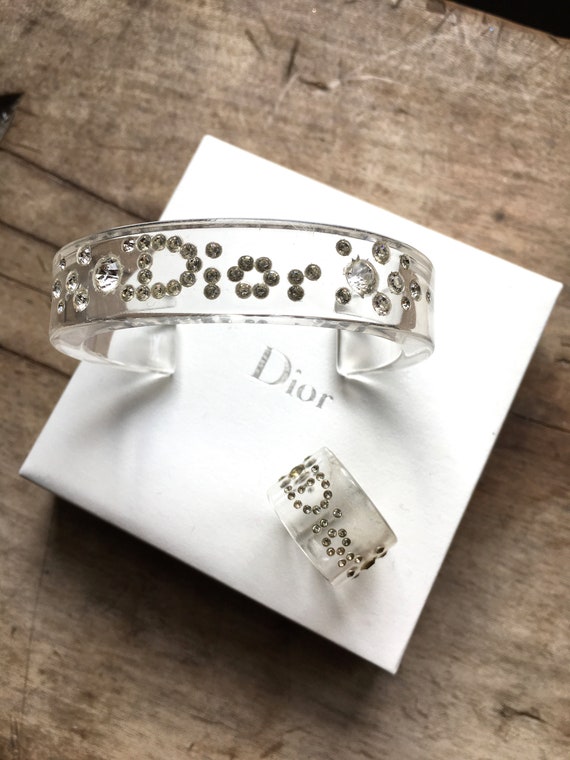 Dior lucite cuff swarovski crystals John Galliano