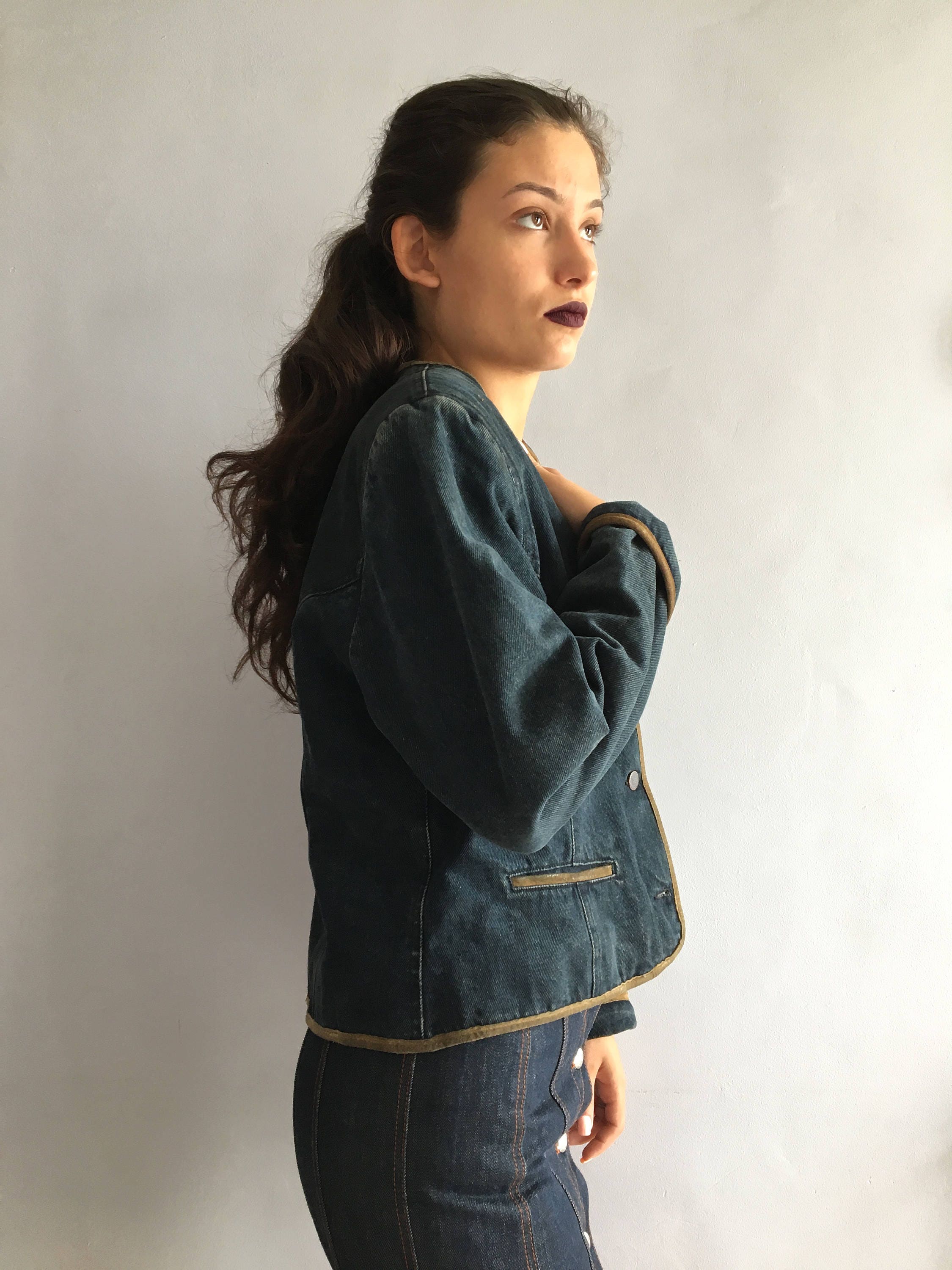 Vintage Rudolph Valentino Women's Denim Blue Fade | Depop