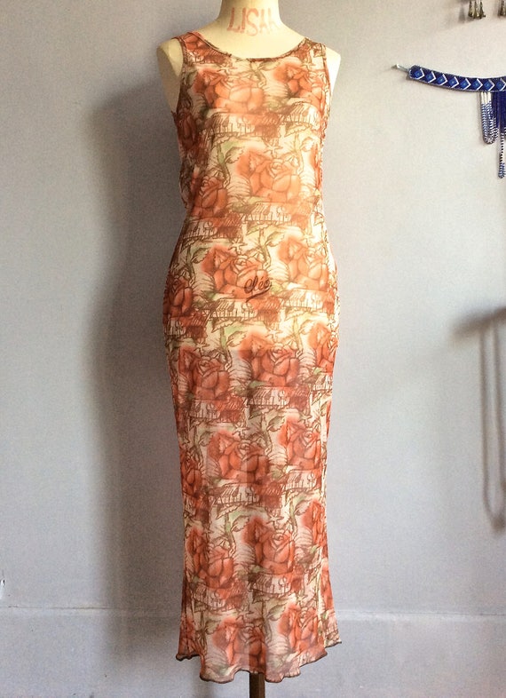 Jean Paul Gaultier sheer mesh dress tattoo print r