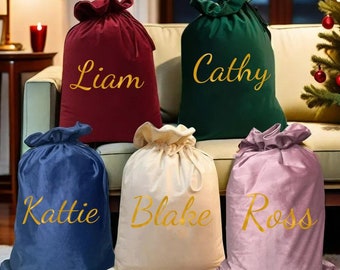 Saco de Papá Noel de terciopelo personalizado, bolsa de regalo grande de Navidad