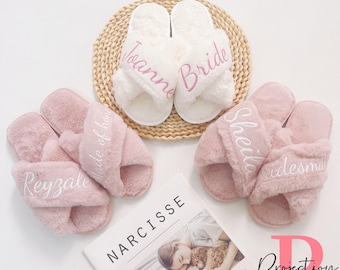 Pantuflas de novia personalizadas y mullidas, regalo para damas de honor, sandalias cómodas personalizadas.