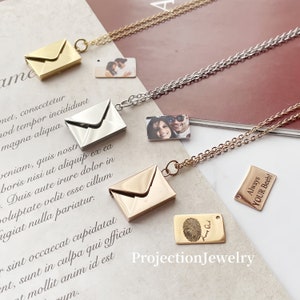 Medallón de sobre personalizado, Collar de carta, Colgante de sobre, Collar de sobre, Collar de carta, Collar de medallón de foto, Collar de mensaje