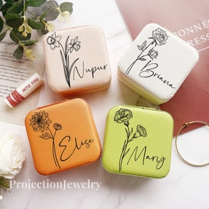 Portagioie da viaggio personalizzato, piccolo organizer per orecchini quadrati, scatola regalo per damigelle d'onore per sorella, amica, madre, colleghe, nonna, figlia