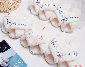 Pantuflas de novia personalizadas y esponjosas: regalo para despedida de soltera