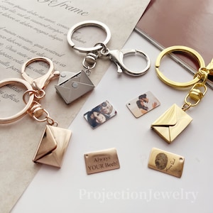 Personalisierte Umschlag Schlüsselanhänger, Foto Schlüsselanhänger, Locket Schlüsselanhänger, Nachricht Schlüsselanhänger, Liebesbrief Schlüsselanhänger, Geschenke für Ihn, für Papa, für Mama
