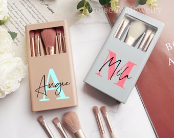 Juego de brochas de maquillaje personalizado con espejo, regalo para dama de honor