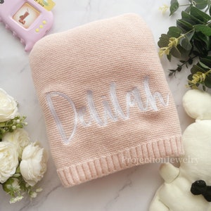 Baby Blanket, Baby gift, Newborn gift, Personalized Name, Stroller Blanket, Newborn Baby Gift, Soft Breathable Cotton Knit, baby shower Gift