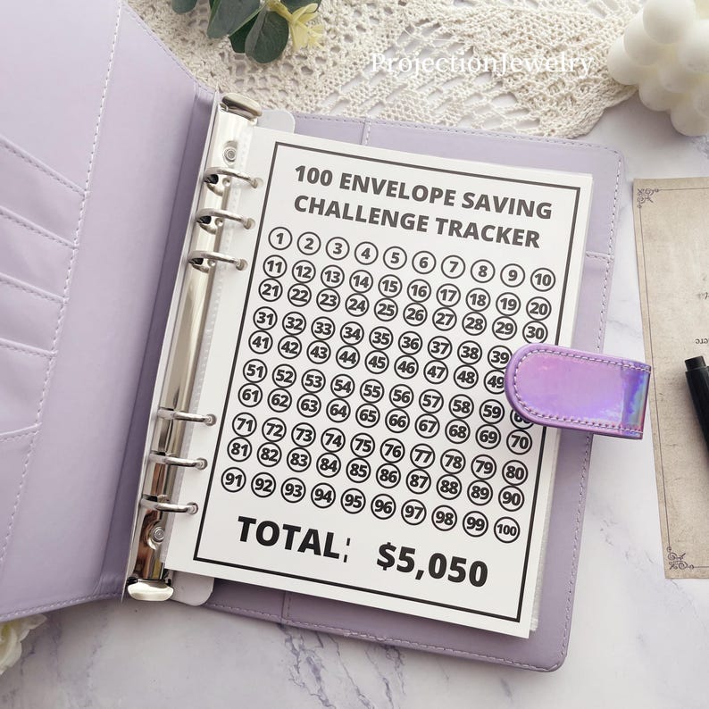 Personalized 100 Envelopes Challenge Binder: Money Saving Book Gift image 2