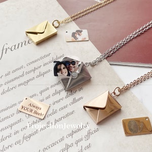 Personalized Envelope Necklace, Hidden Message Necklace, Love Letter Necklace, Pouch Necklace for Mom, Locket Necklace ,Photo  Necklace