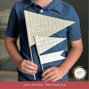 Neutral Back To School Pennant Set Printable (PDF)