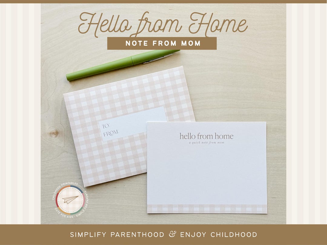 Instant Download, Tan Gingham Notes From Mom Stationery, Back to School ...