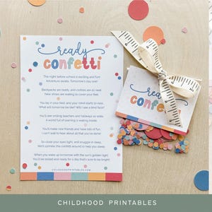 Confete pronto para impressão para volta às aulas, etiquetas de confete prontas, Jitter Glitter, volta às aulas, primeiro dia de aula, imprimíveis para infância