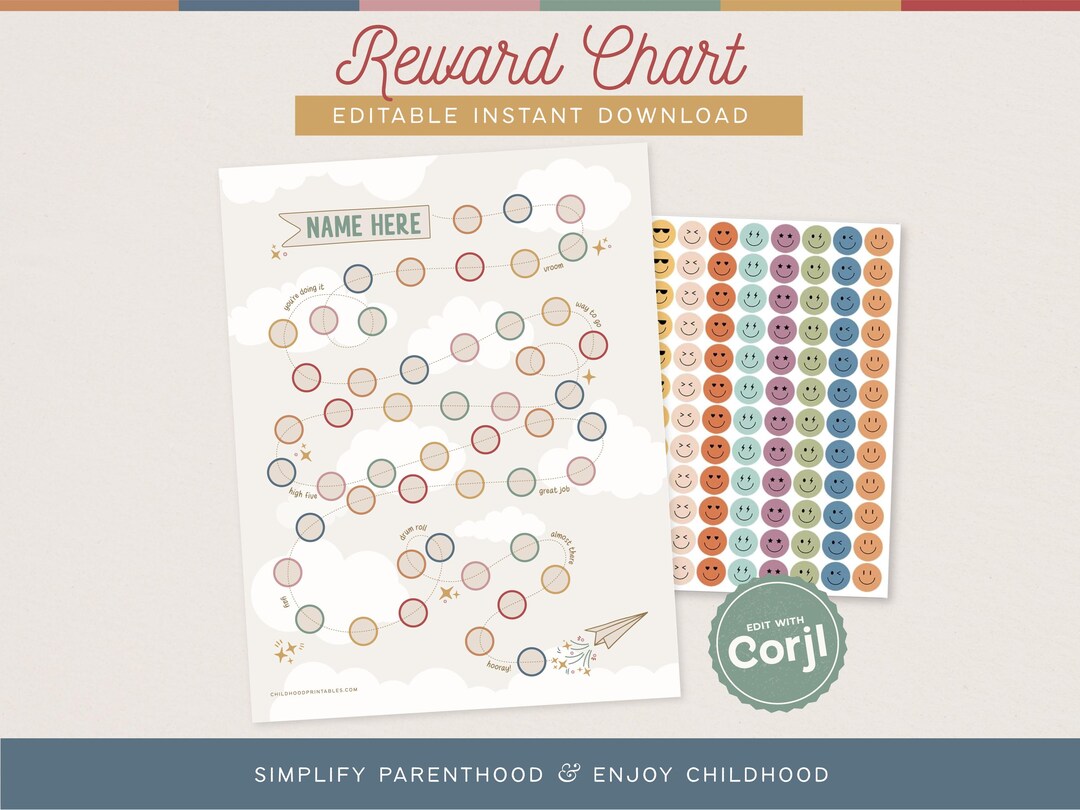 Printable Reward Chart Goal Setting Tool for Kids, Toddler Behavior ...