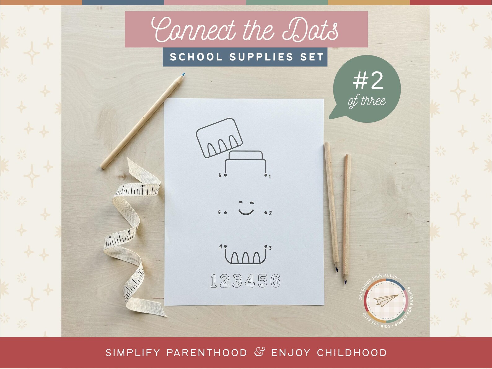 Connect the Dots School Supplies: Preschool Activity (digital Download ...