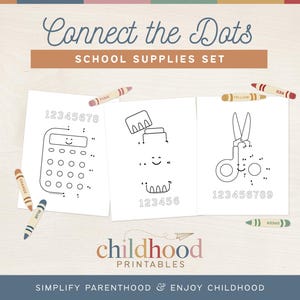 Connect the Dots School Supplies: Preschool Activity (Digital Download)